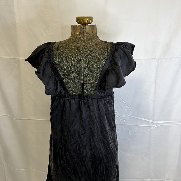 90’s NU COLLECTIVE BLACK  SILK MINI DRESS SMALL - Picture 11 of 16